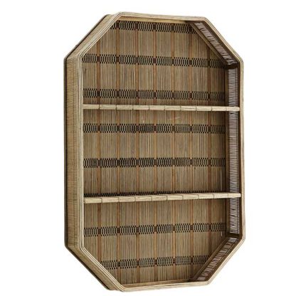 An Image of Rectangular Bamboo Shelf Dark Brown