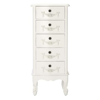 An Image of Toulouse Ivory 5 Drawer Tallboy White