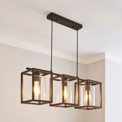 eddbc23c2c04c06ec019770f1b4ddb16fad4d06a2f418dea117b8bd2f73a459a.jpg An Image of London Industrial 3 Light Bronze Diner Ceiling Fitting Bronze