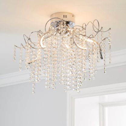 An Image of Timah 4 Light LED Jewel Ceiling Fitting Chrome