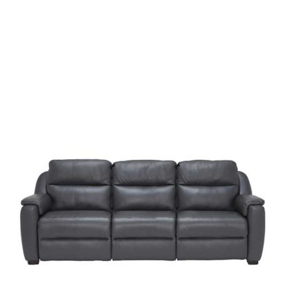 An Image of Strauss Grey Leather Large Recliner Sofa