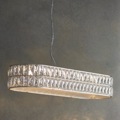 An Image of Crystal Armoury Integrated LED Diner Ceiling Fitting 75cm Chrome