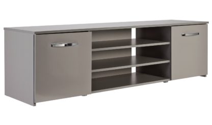 An Image of Habitat Hayward 2 Door Wide TV Unit - Black Gloss