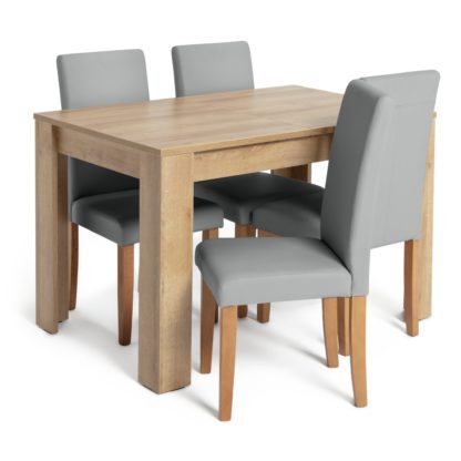 An Image of Habitat Miami Oak Effect Extending Table & 4 Grey Chairs
