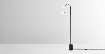 An Image of Alaia Arc Floor Lamp, Black & Opal Glass