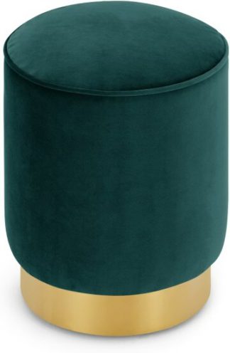 An Image of Hetherington Small Brass Base Pouffe, Seafoam Blue Velvet