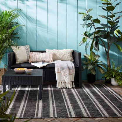 An Image of Arya Stripe Indoor Outdoor Rug Arya Stripe Black