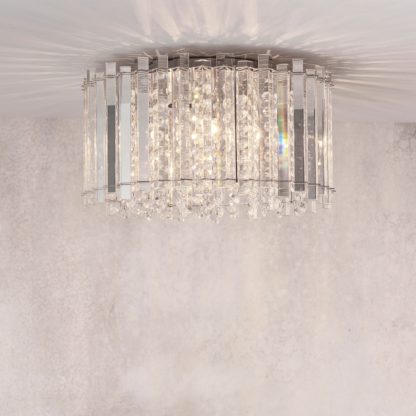 An Image of Crystal Blessing 4 Light Flush Ceiling Fitting Chrome