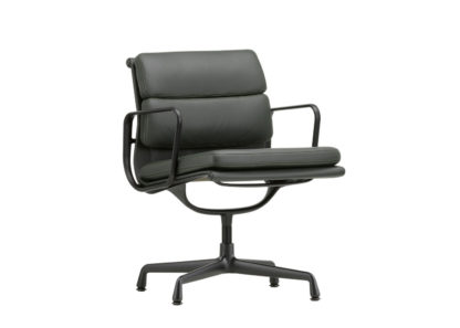 An Image of Vitra Eames EA208 Soft Pad Chair Leather Classic Height