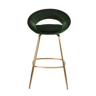 An Image of Stella Bar Stool Bottle Green Velvet Bottle (Green)