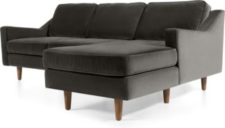 An Image of Dallas Right Hand Facing Chaise End Corner Sofa, Concrete Cotton Velvet