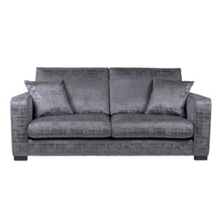 An Image of Carson Distressed Velvet 3 Seater Sofa Grey