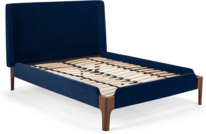 An Image of Roscoe Double Bed, Royal Blue Velvet
