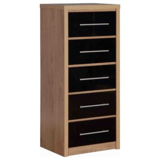 An Image of Seville 5 Drawer Narrow Chest Black