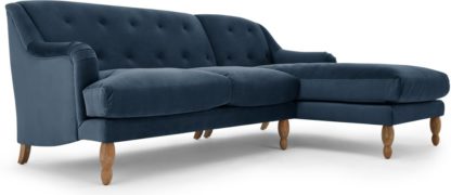 An Image of Ariana Right Hand Facing Chaise End Corner Sofa, Sapphire Velvet