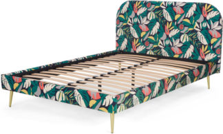 An Image of Abel King Size Bed, Curator Floral Print & Brass Legs