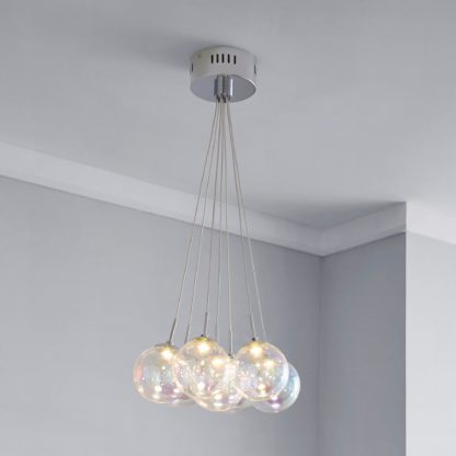 An Image of Elmira 7 Light Bubble Glass Cluster Ceiling Fitting Silver