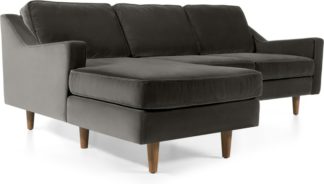 An Image of Dallas Left Hand Facing Chaise End Corner Sofa, Concrete Cotton Velvet