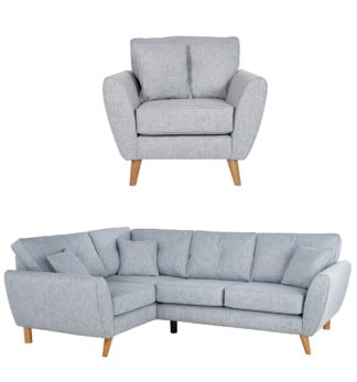 An Image of Habitat Isla Fabric Chair & Left Corner Sofa - Light Blue