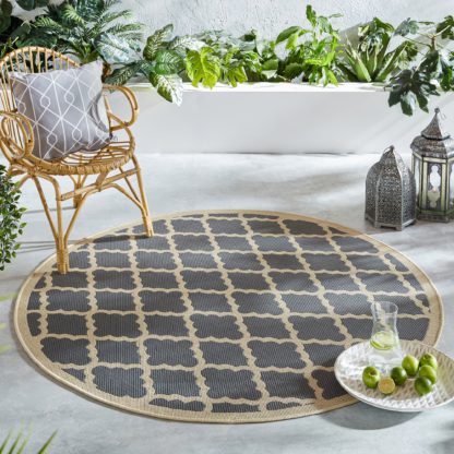 An Image of Padua Red Circle Geometric Indoor Outdoor Rug Red, Beige and White