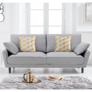 An Image of Caropy Linen Fabric Upholstered 3 Seater Sofa In Grey