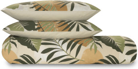 An Image of Rocoto Cotton Duvet Cover + 2 Pillowcases, King, Green & Natural