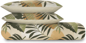 An Image of Rocoto Cotton Duvet Cover + 2 Pillowcases, Double, Green & Natural