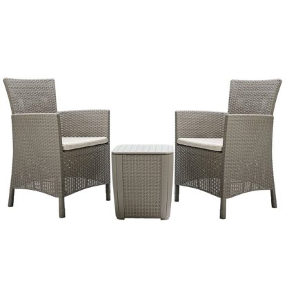 An Image of Keter Iowa 2 Seater Rattan Effect Bistro Set - Cappuccino