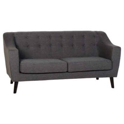 An Image of Ashley Fabric 3 Seater Sofa In Dark Grey
