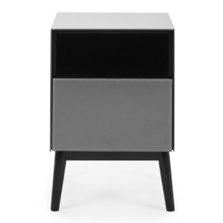 An Image of Monroe Glass Grey Bedside Table Grey