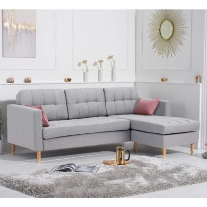 An Image of Weridge Linen Fabric Reversible Chaise Corner Sofa In Grey