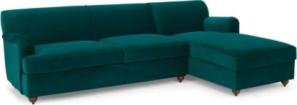 An Image of Orson Right Hand Facing Chaise End Sofa Bed, Velvet Seafoam Blue