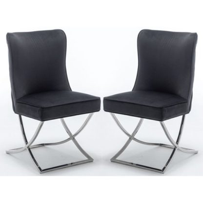 0bf2f4bd81fb2417bca07ad5449a732c1925d0adc3a4c23e00a910daf536387b.jpg An Image of Baltec Black Velvet Upholstered Dining Chair In Pair