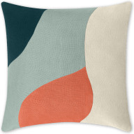An Image of Favreau Linen Blend Cushion, 50x50cm, Blue, Mint and Coral