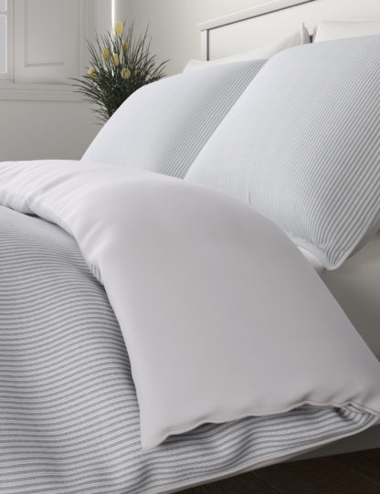 An Image of M&S Percale Striped Bedding Set