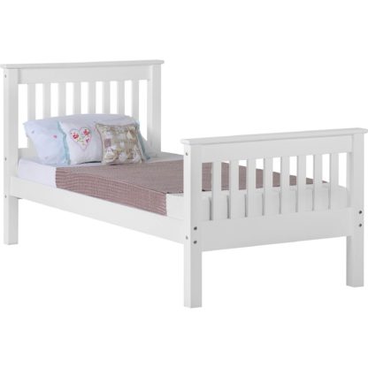 An Image of Monaco White High Foot End Bed Frame White