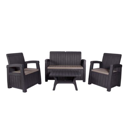 An Image of Faro 4 Seater Conversation Set Black