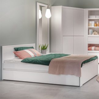 An Image of Neka Wooden Double Bed With Guest Bed In Alpine White
