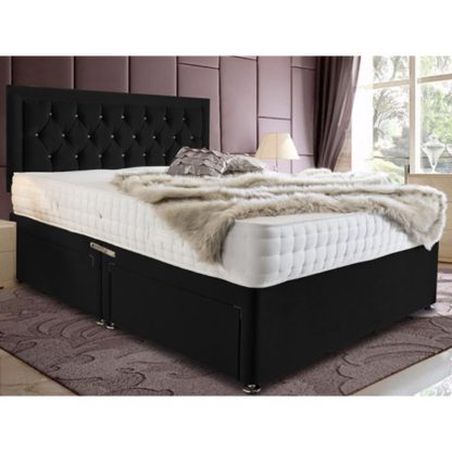 1448d2a15d730317c94951a0dd606cb5f558201ad97f1395c3cd8814f2bf0a49.jpg An Image of Lasso Plush Velvet Divan Small Double Bed In Black