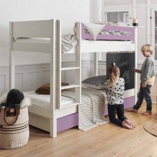 An Image of Morden Kids Bunk Bed With Safety Rail And Drawers In Dusty Rose