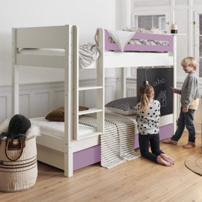 An Image of Morden Kids Bunk Bed With Safety Rail And Drawers In Dusty Rose