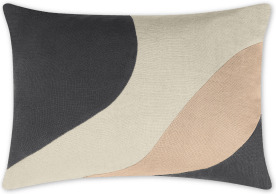 An Image of Favreau Linen Blend Cushion, 35x50cm, Pink and Charcoal