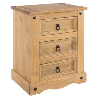 An Image of Corona 3 Drawer Bedside Table Brown