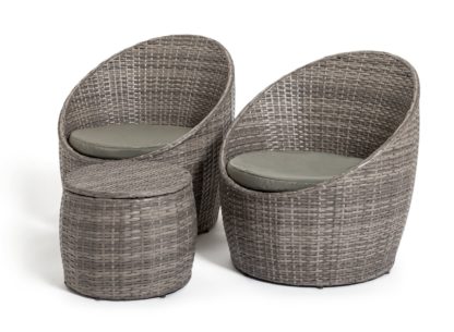 An Image of Habitat 2 Seater Wicker Barrel Bistro Set - Grey