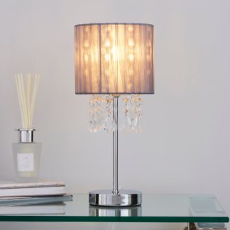 An Image of Riah Jewel Grey Table Lamp Grey and Silver