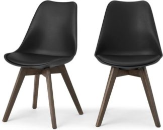 An Image of Deon Set of 2 Dining Chairs, Black with Dark Stain Legs