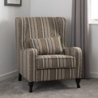 An Image of Sherborne Stripe Fabric Fireside Armchair In Beige