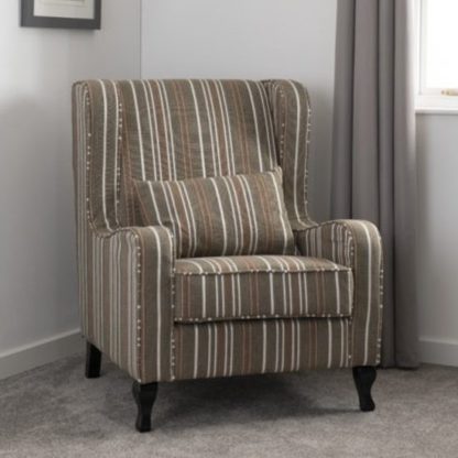 19d419876bfc3f733a5aa5fd111ff45cf9bcbb390fa7b5fa857099fc7956830e.jpg An Image of Sherborne Stripe Fabric Fireside Armchair In Beige