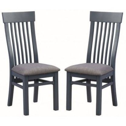 An Image of Trevino Midnight Blue Wooden Dining Chairs In A Pair