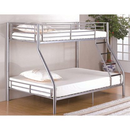 An Image of Betoya Twin Sleeper Metal Bunk Bed In Silver